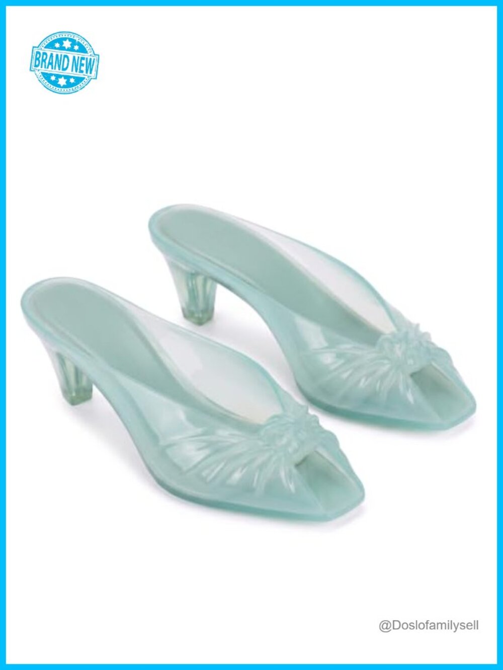 Women's PVC Jelly Slip On Kitten Heel Sandals Peep Toe Mules